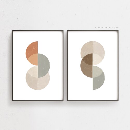 Modern Circles Art Digital Art Prints Mid Century Geometric Etsy