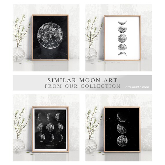 Moon Print Moon Poster Moon Art Moon Wall Art, Full Moon, Gold