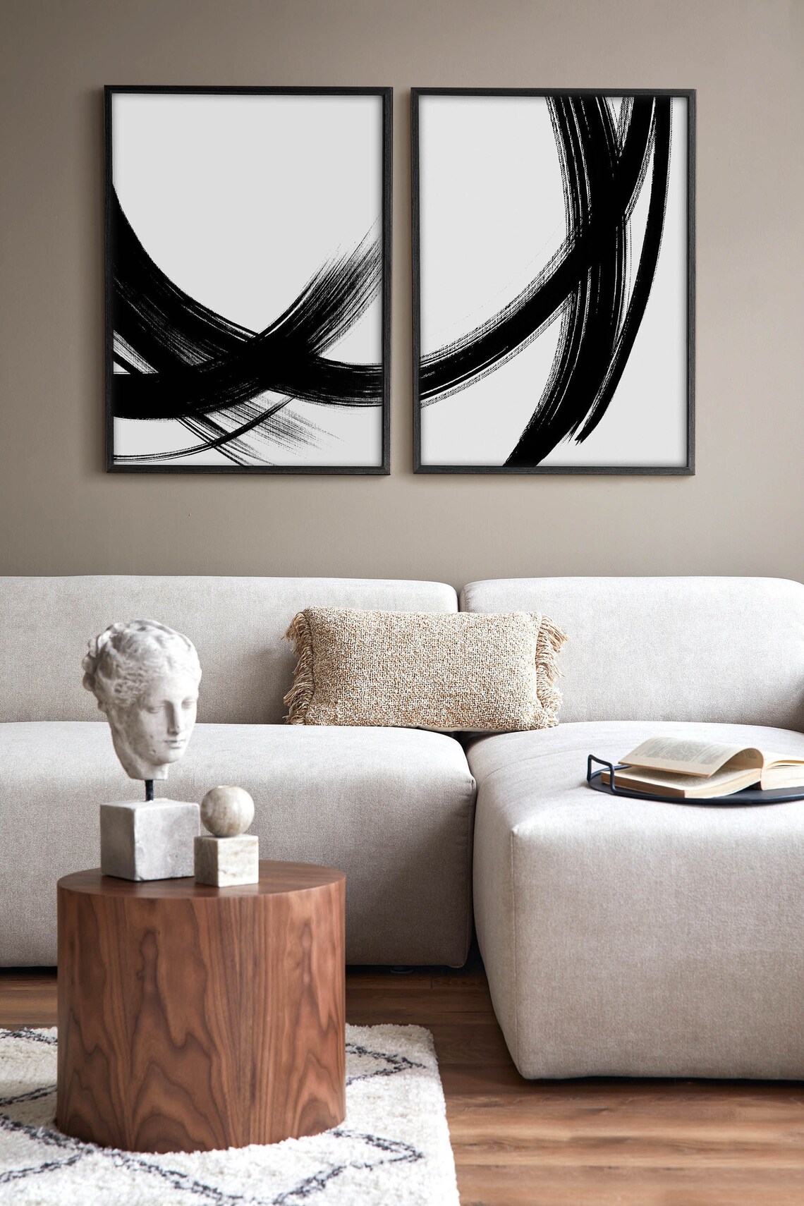 Abstract Art Set of 2 Art Prints Black & White Gallery Wall Etsy Canada