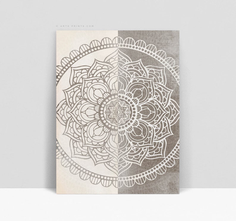Mandala Wall Art Printable Boho Zen Wall Decor Taupe Beige Etsy