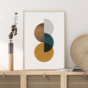 Modern Geomatric Art, Printable Wall Art, Circles Abstract, Geometric Print, Circles and Semicircles, Modern Home Decor, Digital Download