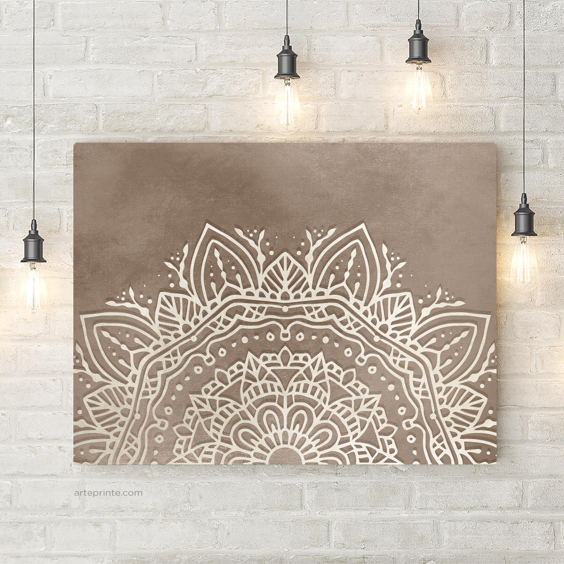 Beige Taupe MANDALA Wandkunst druckbare Drucke Boho | Etsy