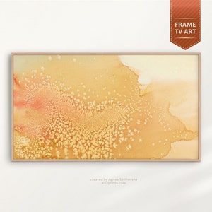 Yellow Abstract Art for Samsung TV, Mustard Yellow Red Abstract Watercolor Painting for Screensaver, Modern Art for TV, Digital Download