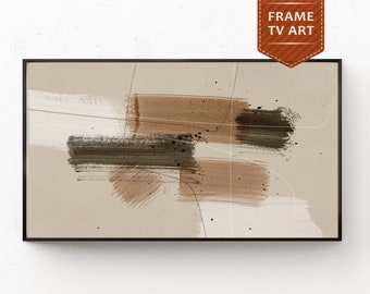 Modern Art for Samsung Frame TV: Beige Brown Abstract Watercolor Painting Digital Download