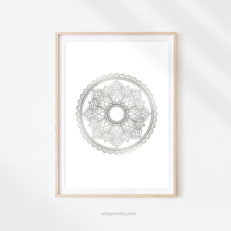 MANDALA Wall Art Set of 3 Printable Gray Wall Art Prints DIY Etsy