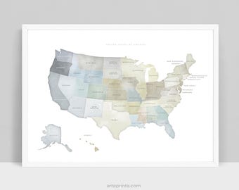 1930年代頃のビンテージアメリカ地図、教室の装飾、家の装飾、日記