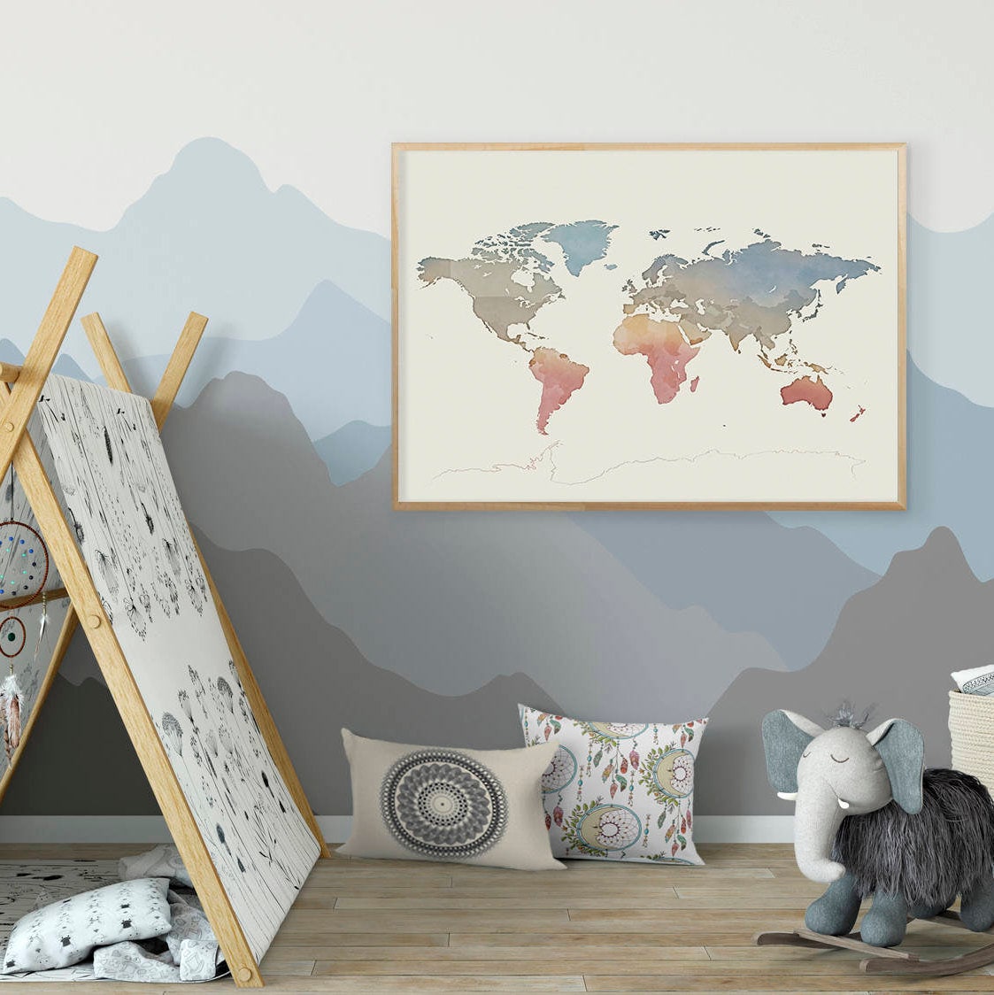 World Map Print Printable Poster Large World Map Wall Art | Etsy