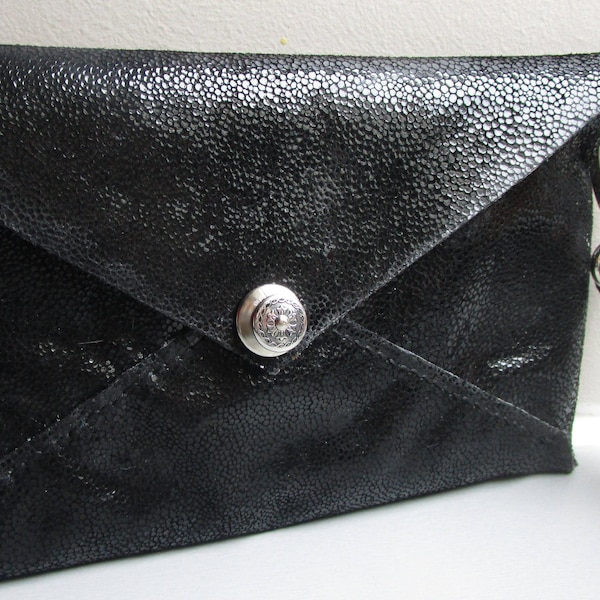 Sac à main/Pochette de soirée en cuir noir