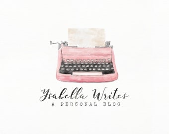 Vintage Typewriter Premade Watercolor Logo Design for Blogger Writer - Photographer Photography Personal Business Blog Website