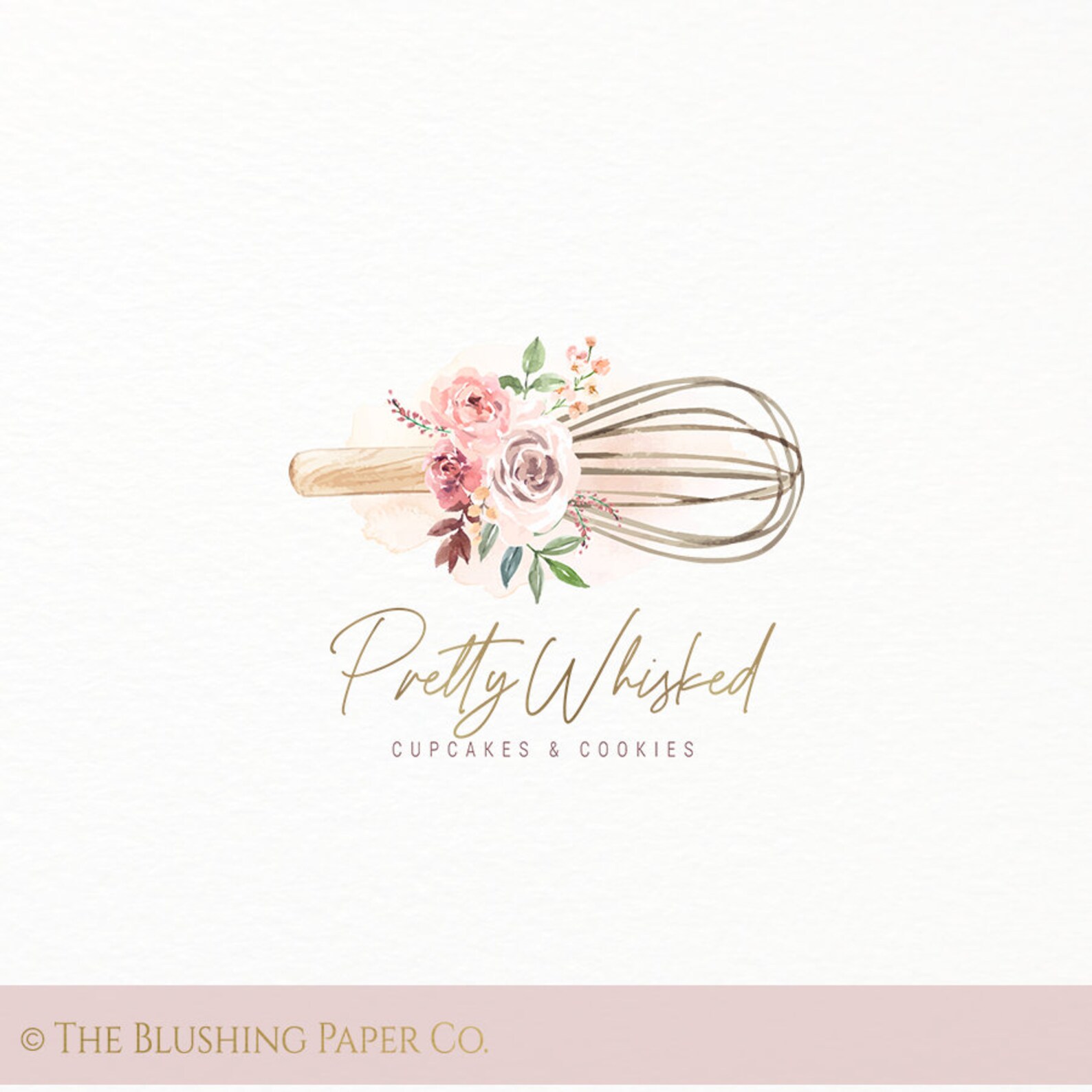 Premade Whisk Bakery Watercolor Logo Design vintage floral Etsy