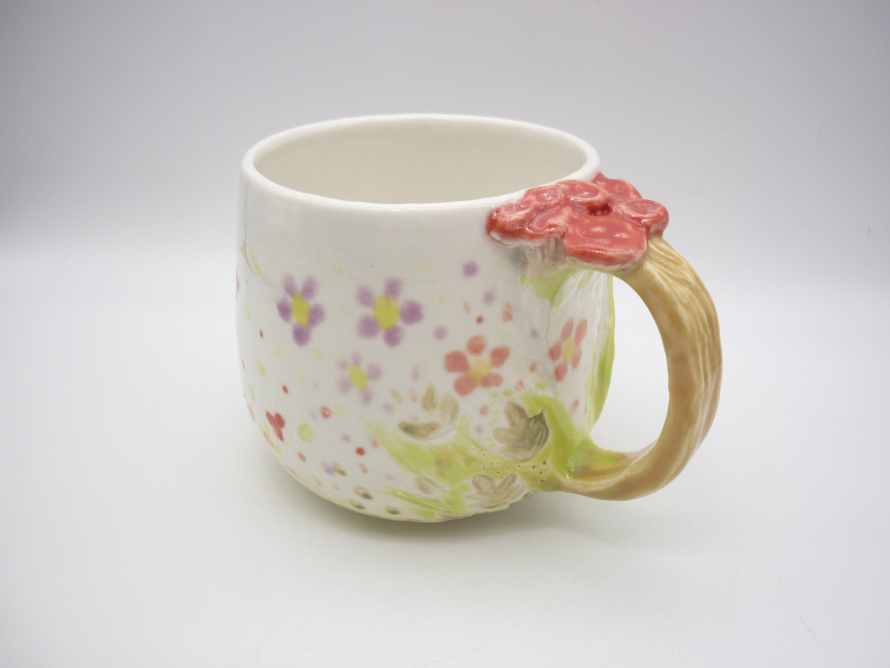 Mug Printemps , Fleur Champignon, 300Ml, Tasse Artisanale en Porcelaine , Céramique Poterie, Vaissel