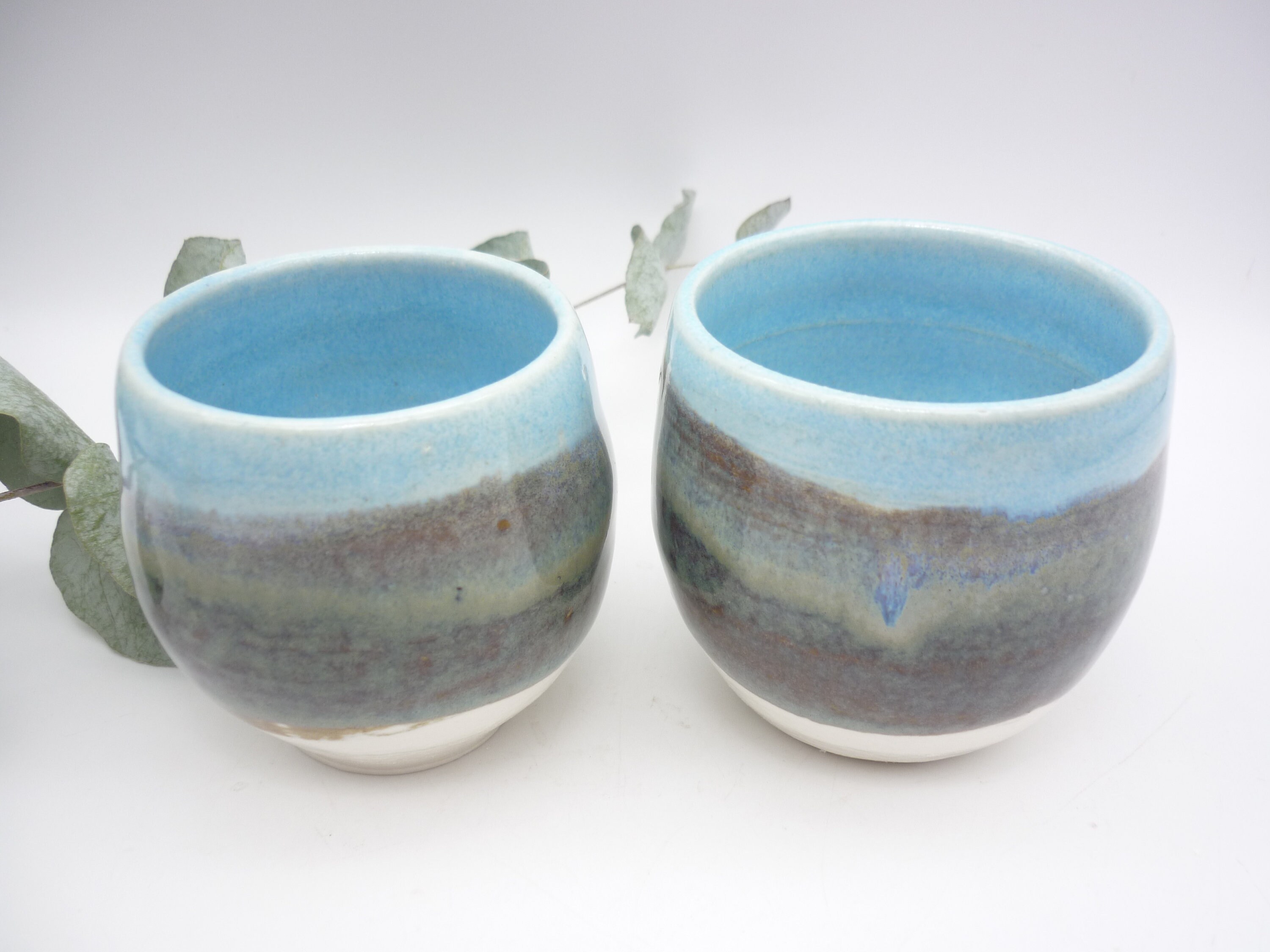 2 Tasses Artisanales, 110 Ml , Céramique Poterie, Porcelaine, Thé, Art Du Café, Cadeau Artisanal, Fa