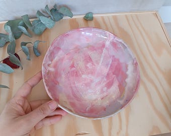 Plato de cerámica rosa, presentación para niña, decoración de mesa, fuente para servir, plato pequeño, regalo para niña, regalo del Día de la Madre