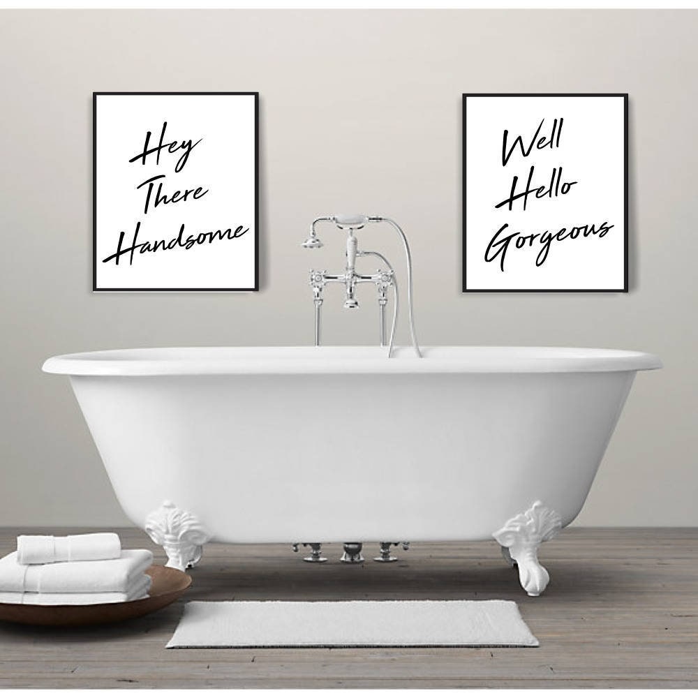 Hey there handsome print modern bathroom wall art printable wall art digital download bathroom wall art chic bathroom decor handsome