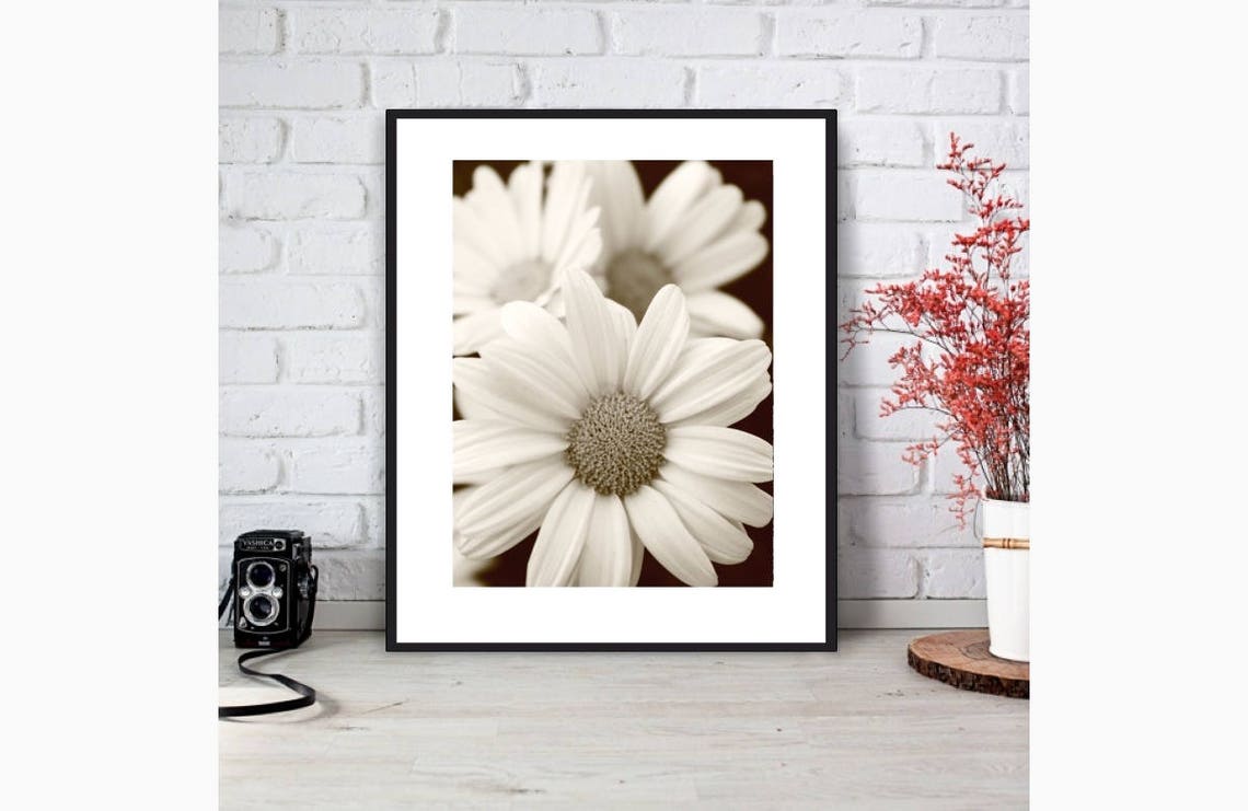 Sepia Print Daisies SEPIA WALL ART Flowers Sepia Photo Etsy