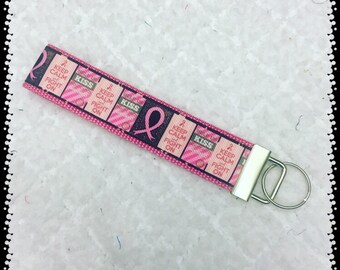 PINK RIBBON- Breast  - Awareness - KeyFob - Wristlet - Strap - Pink - Ribbon - Support - Stocking Stuffer - Good Fight - Gift  - Keychain