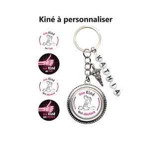 Porte clés kiné personnalisé, "Une kiné qui déchire", "Une kiné au top", cadeau kiné personnalisé