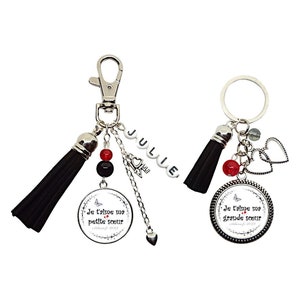 Your first name - Customizable sister key ring, "I love you my little sister", "I love you my big sister", gift for her