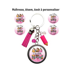 Porte clés maîtresse personnalisé, Aesh, atsem personnalisé, "Une maîtresse-Atsem-Aesh formidable, ou simplement votre prénom