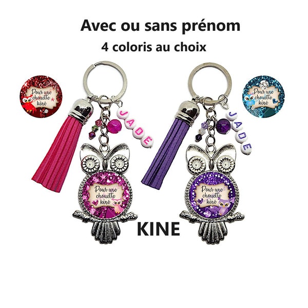 Votre prénom - Porte clés kinésithérapeute personnalisé, cadeau kinésithérapeute, "Pour une chouette kiné", cadeau pour elle