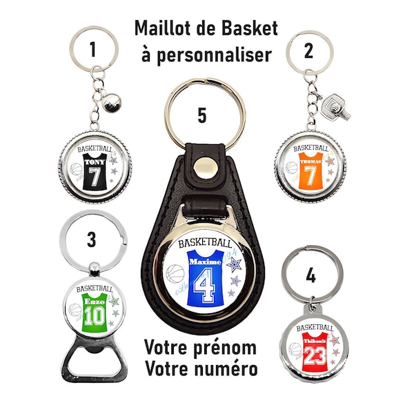 Votre prénom, Porte clés maillot de basket personnalisable avec votre prénom et votre numéro de joueur, cadeau basketteur, entraineur basket