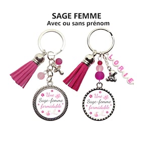 Votre prénom - Porte clés sage-femme personnalisé, "Une sage femme formidable", cadeau sage-femme