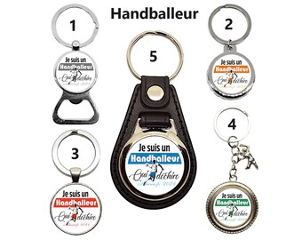 Handball player keyring, handball player bottle opener, "I'm a kick-ass handball player", handball coach keyring, gift for him