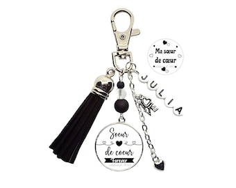 Porte clés soeur de coeur personnalisable, Ma soeur de coeur, Soeur de coeur forever, porte clé amie, cadeau soeur de coeur prénom