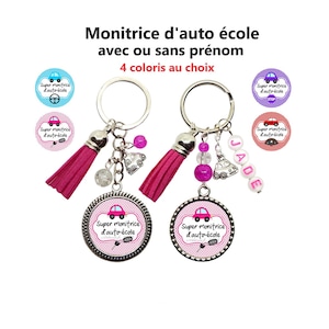 Porte clés monitrice auto école personnalisé, "Super monitrice d'auto école", porte clés prénom, cadeau monitrice d'auto école, remerciement