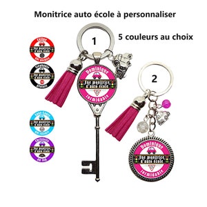 Porte clés monitrice auto école personnalisé, cadeau monitrice auto école, porte clés personnalisé monitrice, remerciement auto école