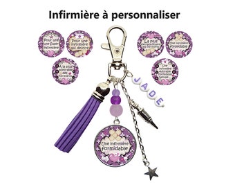 Votre prénom - porte clés infirmière personnalisé "Une infirmière formidable", "Pour la plus gentille des infirmières", cadeau infirmière