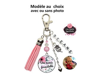 Votre prénom, votre photo, Porte clés mamie personnalisé, cadeau mamie, "Une mamie formidable", cadeau fête des mamies, cadeau pour elle