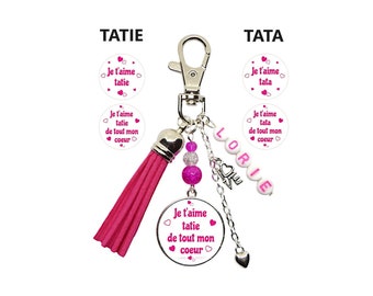 Your first name - Personalized auntie key ring, Personalized auntie keyring, I love you auntie-tata, I love you with all my heart auntie-tata
