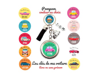 Porte clés voiture personnalisé,  Les clés de ma voiture, Les clés de ma titine, avec ou sans pompon, avec ou sans prénom, cadeau permis