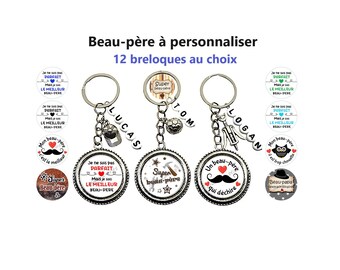 Porte clés beau-père personnalisé, cadeau beau-père, Super beau-père, cadeau noël beau-père, fête des pères personnalisé