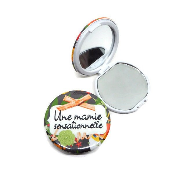 Miroir de poche mamie, miroir de sac, "Une mamie sensationnelle", miroir double de 58 mm, cadeau mamie