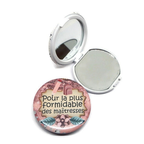 Miroir de poche maîtresse, "Pour la plus formidable des maîtresses", miroir double de 58 mm, cadeau maîtresse