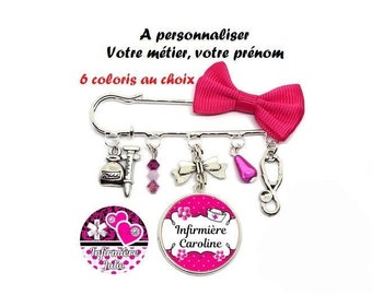 Votre prénom, votre métier, votre texte, Broche médical à personnaliser, broche infirmière, broche aide soignante, broche ash, ou autre