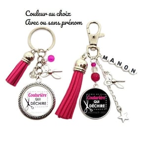 Votre prénom - Porte clés couturière, cadeau couturière, "Couturière qui déchire", porte clés femme, porte clé personnalisable couturière