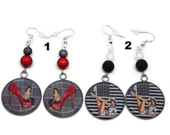 Boucles d'oreilles pin up, boucles d'oreilles vintage, boucle d'oreilles rétro