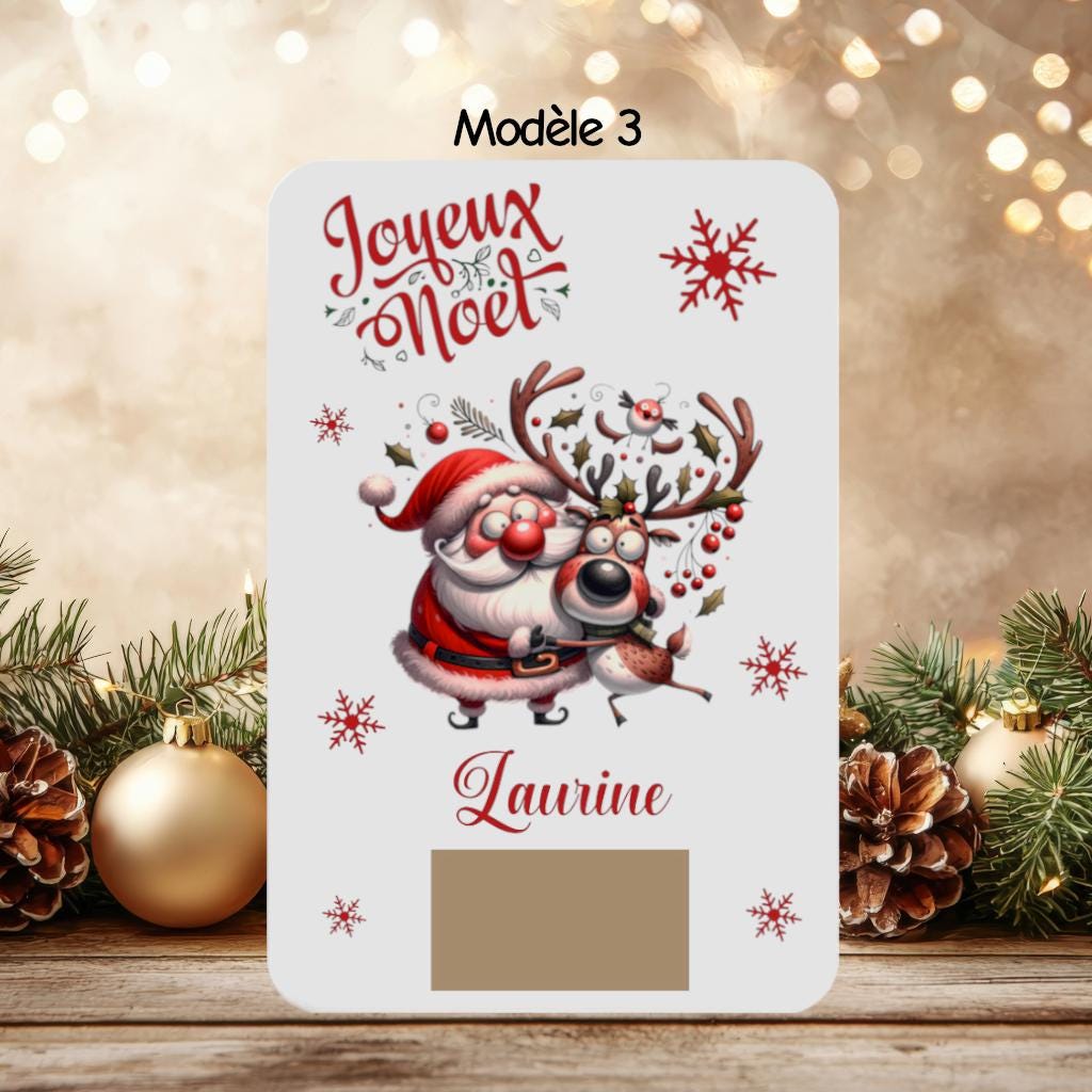 100 Cartes à Gratter De Noël + 120 Autocollants Dorés - Motifs Bonhomme De Neige, élan, Père Noël - 5x9 Cm - 3