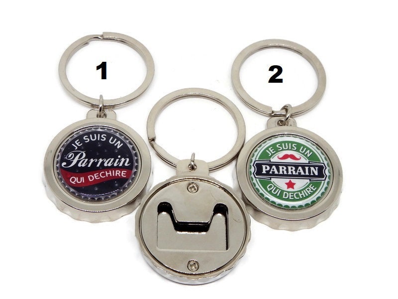 Porte Clés Parrain, Décapsuleur de Bouteille Cadeau Je Suis Un Parrain Qui Déchire