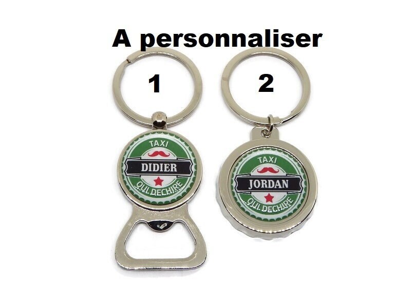 Votre Prénom - Décapsuleur Taxi Personnalisable, Porte Clés Taxi, Cadeau Taxi Qui Déchire