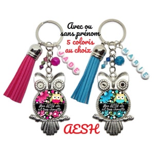 Porte-clés AESH personnalisé, "Mon AESH elle est trop chouette", cadeau AESH, cadeau fin d'année scolaire, remerciement aesh