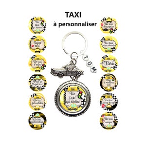 Votre prénom, Porte clés taxi personnalisé, cadeau taxi, Un taxi au top du top, 12 modèles au choix, porte clés chauffeur de taxi image 1