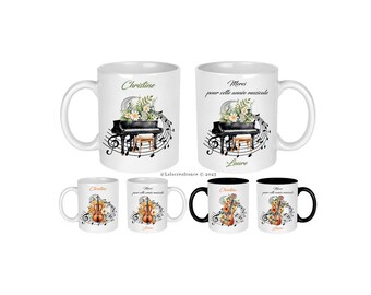Personalized music teacher mug, Thank you for this musical year, piano, violin, guitar mug, music teacher gift