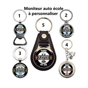 Porte clés moniteur auto école personnalisé, décapsuleur "Moniteur d'auto école qui déchire",  formidable, qui rassure, cadeau moniteur auto