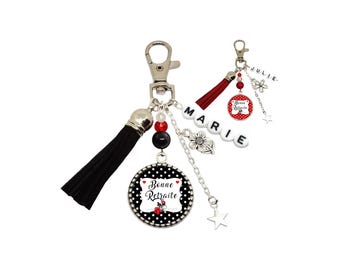Votre Prénom, Porte clés Bonne Retraite personnalisable, cadeau départ à la retraite, cadeau collègue, porte clés personnalisé retraite