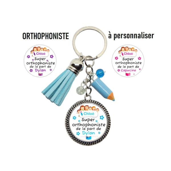 Votre prénom, Porte clés orthophoniste personnalisé, "Super orthophoniste", cadeau orthophoniste