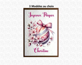 Carte à planter Joyeuses pâques personnalisée au texte de votre choix, carte ensemencée, oeuf de pâques fleurit, carte personnalisée